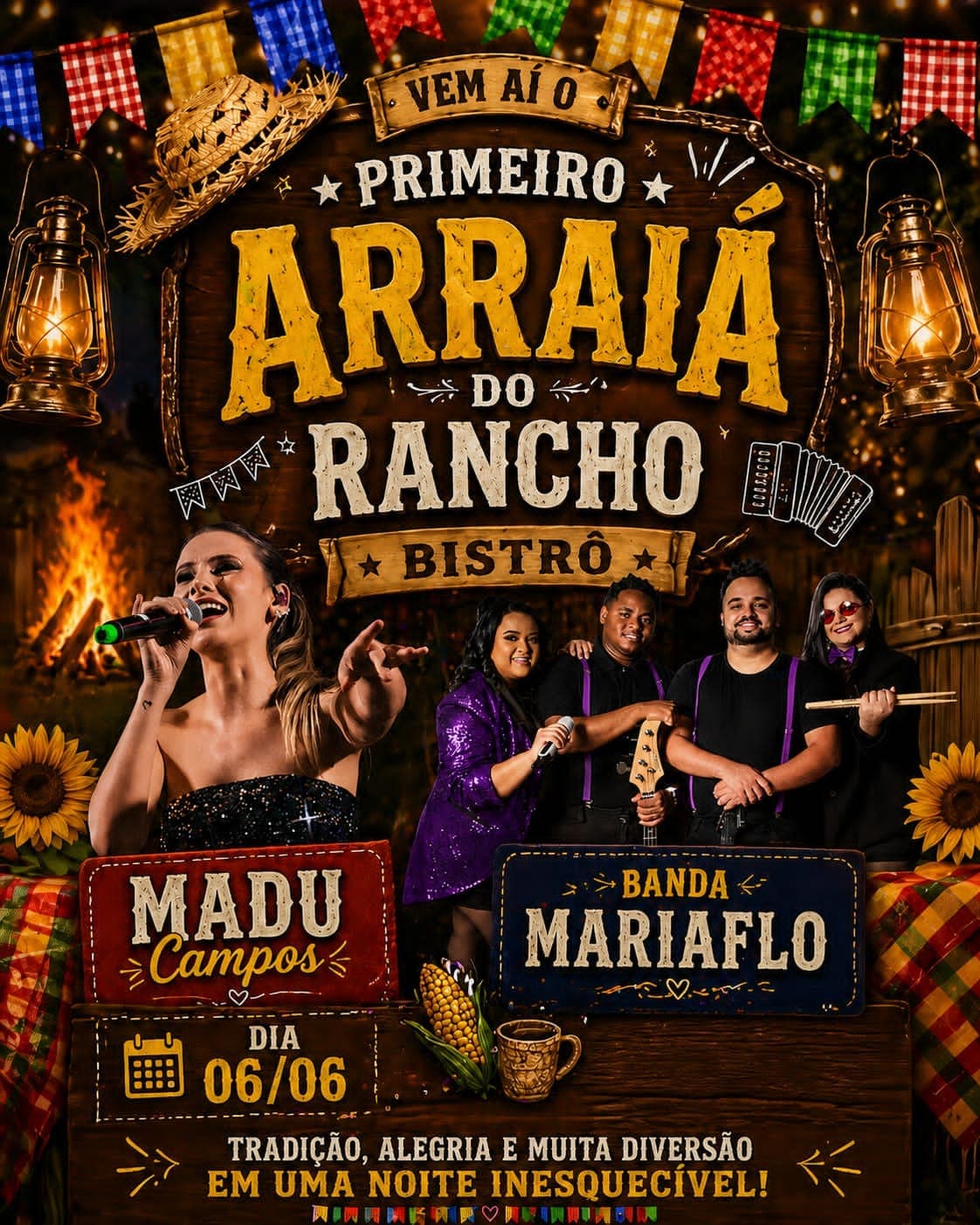 Arraiá do Rancho Bistrô promete noite de música, tradição e muita animação em Carandaí