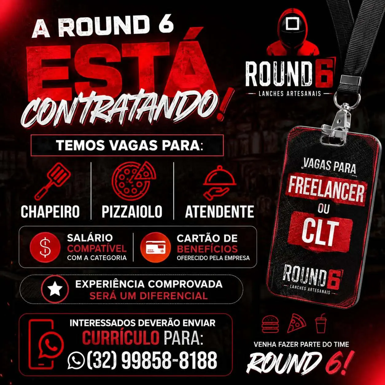 Round 6 anuncia vagas para contratação em Carandaí