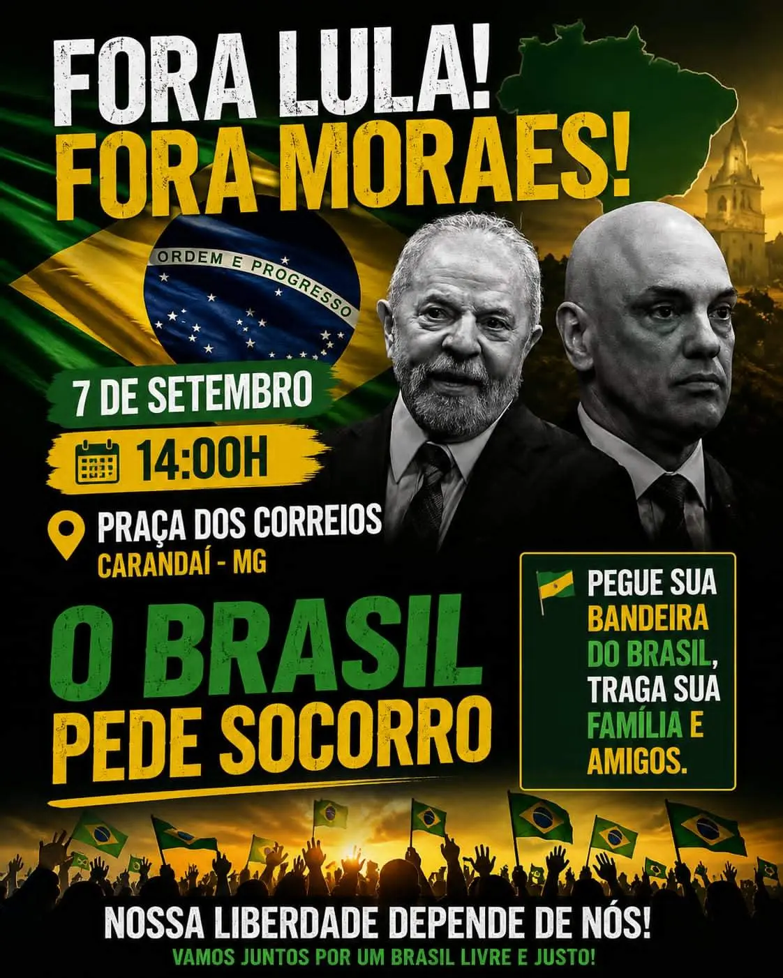 Grupo “Direita Carandaí ” promove manifestação durante o feriado de 7 de Setembro