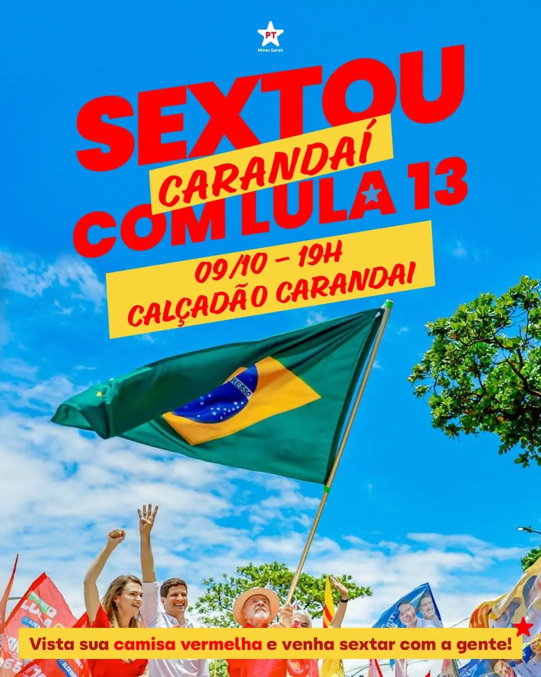 Grupo da esquerda faz manifestação em Carandaí nesta sexta