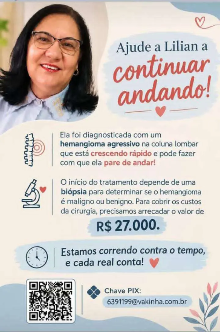 Campanha solidária busca arrecadar R$ 27 mil para tratamento de Lilian